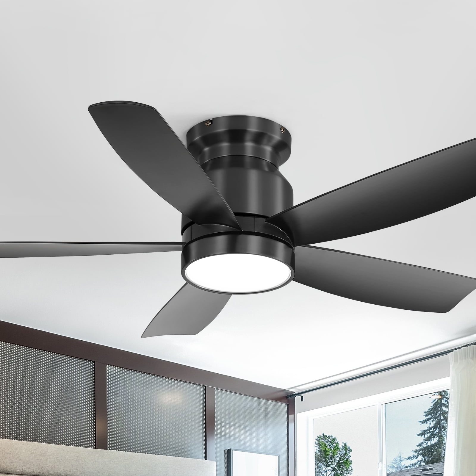 Sofucor 42'' Ceiling Fans with Lights and Remote for Bedroom Black