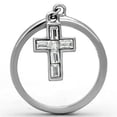 thumbnail image 3 of Womens Rings High polished (no plating) Stainless Steel Ring with AAA Grade CZ in Clear TK1438, 3 of 4