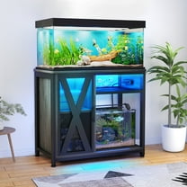 Wubio Gray 40-50 Gallon Aquarium Stand Stand with LED Light 3-Tier Storage Cabinet
