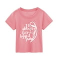 thumbnail image 1 of WEIYLL T-Shirts for Girls Football Fans Sports Lovers Summer Rugby Letter Printing Short Sleeve Child Tee Tops for 3-4 Years, 1 of 3