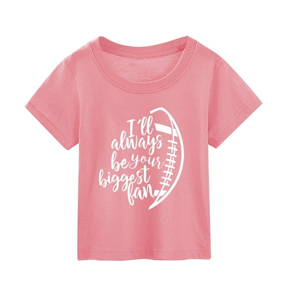 FhsagQ Tops Girls Shirts Size 10-12 White Football Fans Sports Lovers Gift Summer Kids Character Football Letter Printing Short Sleeve out Wear T Shirt Girls Christmas Shirts Size 14-16 3-4 Years