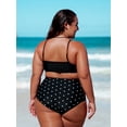 thumbnail image 4 of RELLECIGA Women's Black Polka Dot High Waisted Ruched Bikini Bottom Size X-Large, 4 of 14