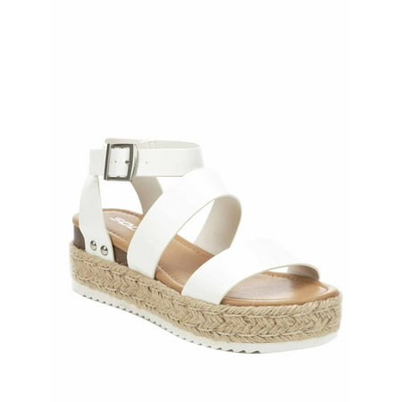 

Bryce Women s Fashion Open Toe Ankle Strap Buckle High Chunky Heels Dress Sandals Shoes ( White 6.5)