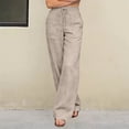 thumbnail image 7 of Cagogo Women's Plus Size Wide Leg High Waisted Trousers with Pockets Casual Loose Long Pants Beach Work Lounge Trousers Fashion Beachwear Clothes, Khaki 3XL, 7 of 7