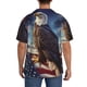 thumbnail image 3 of Fotbe Night Sky Bald Eagle Camisa Estampada de Manga Corta para Hombre, Casual de Verano, Estilo Playero, Sin Arrugas-Small, 3 of 5