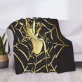 thumbnail image 3 of Balery Gold Spider On The Web Manta de Franela con Dibujo, Lujo Ultra Suave y Cálido, Antipelusa y Resistente a las Arrugas para Cama, Sofá, Camping -80"x60", 3 of 6