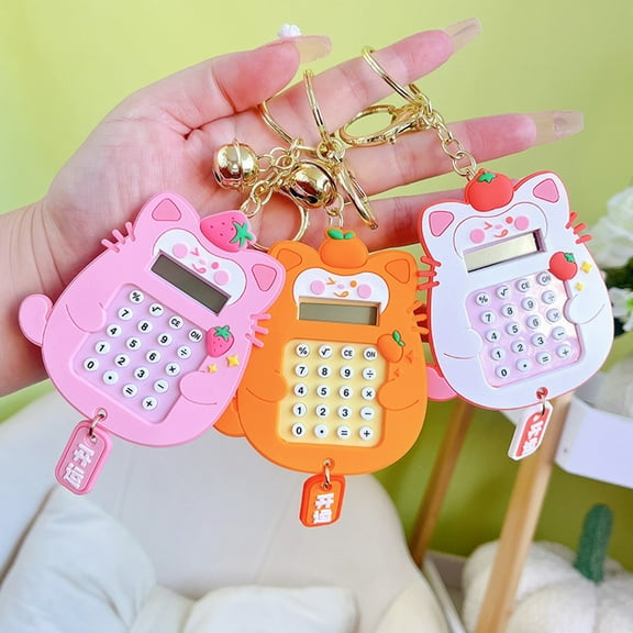 Tnobhg Calculator Keychain Cartoon Cat Shape Mini Portable Calculator Entertainment Maze Design Keychain for Daily Use