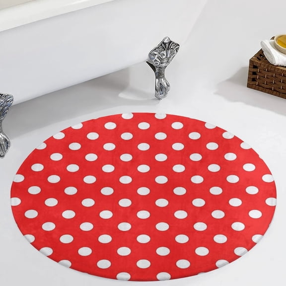 Red Polka Dot Background Round Carpet Circle Rug Outdoor Patio Area Rug Washable Large Area Rugs Hallway Room Decor Fitness Mats
