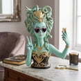 thumbnail image 6 of 7.87" Cute Selfie Medusa Decorative Bust Statue Mint Green Gold Resin Figurine Stable Base Tabletop Ornament Ideal for Desk Vanity Living Room Home Aesthetic Decoration, 6 of 6