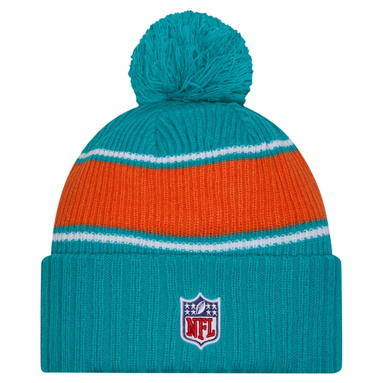 Men s New Era Aqua Miami Dolphins 2024 Sideline Cuffed Knit Hat with Pom Walmart