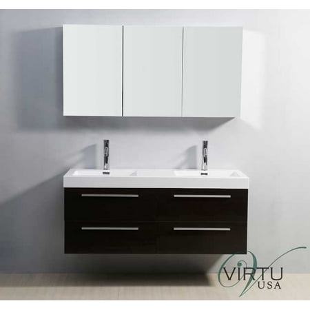 Jd 50754 Wg Modern 54 Double Sink Bathroom Vanity Set Wenge W Polished Chrome Faucet