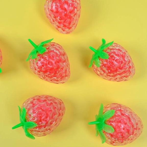 Realistic Strawberry Soft Ball, Stress Relief Squeeze Toy, Fruit Fidget Toy, Soft Decompression Ball, Easter Decorations for Home, Anxiety Relief and Relaxing Sensory Toy, 2.17*3.15in, Red