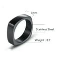 thumbnail image 5 of EOEMY 7mm Square Shape Ring For Men Stainless Steel Smooth Black Silver Ring Size 8-13, 5 of 9