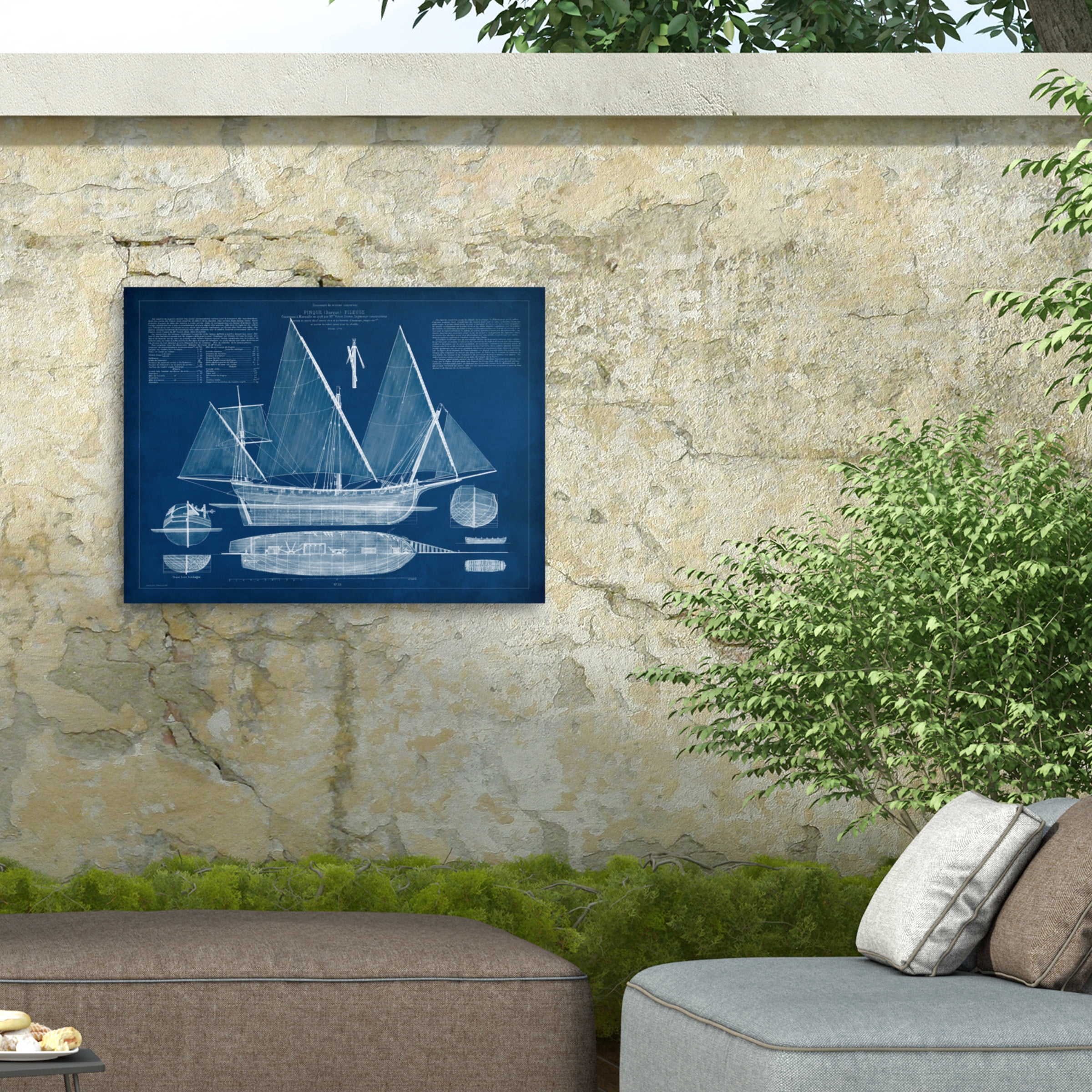Vision Studio 'Antique Ship Blueprint III' Outdoor Canvas 35x47