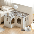 thumbnail image 5 of JanflyHome Litter Box Enclosure Furniture, Farmhouse Corner Cat Litter Box Enclosure for 2 Cats with 2 Silicone Food Bowls, White, 5 of 10