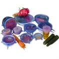 thumbnail image 3 of Bewildely Juego de 6 unidades de tapas elásticas para mantenimiento de alimentos frescos, envoltura de mantenimiento fresco, tapas de cuenco de Organizadores de utensilios de cocina azul, 3 of 6