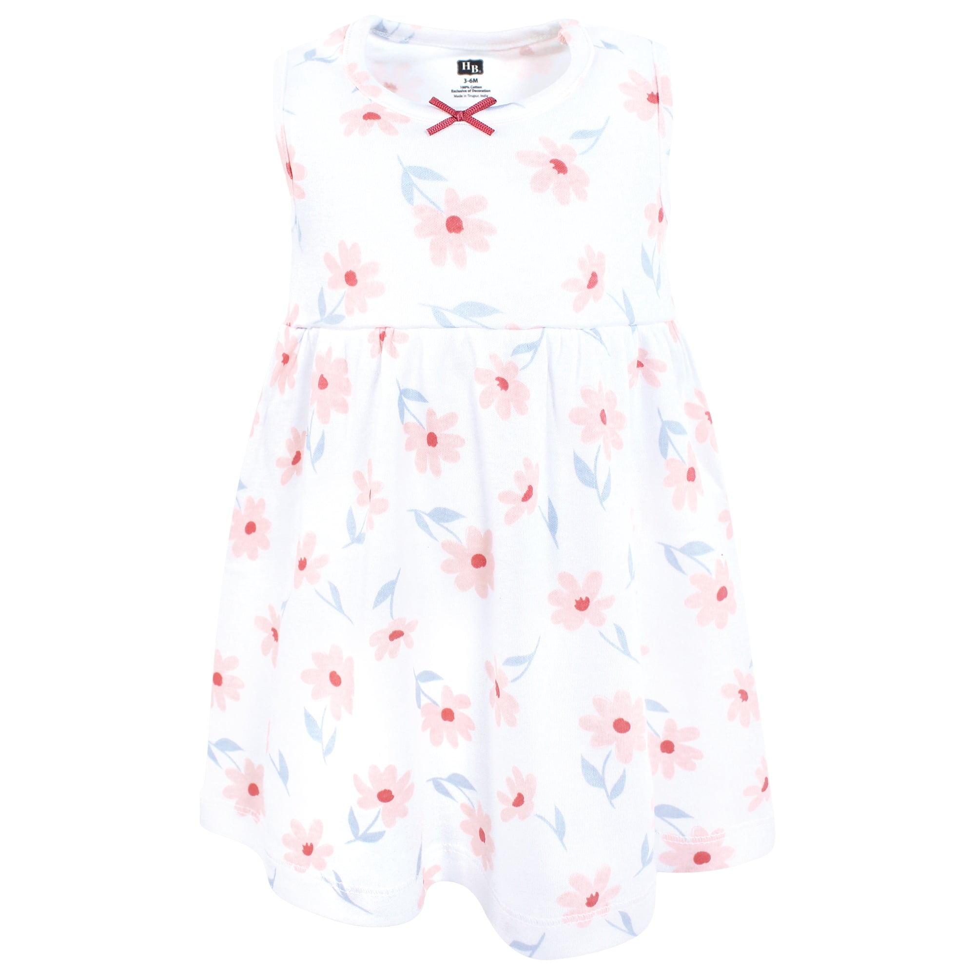 Hudson Baby Infant and Toddler Girls Cotton Dress and Cardigan Set, Pink Blue Flower, 4T