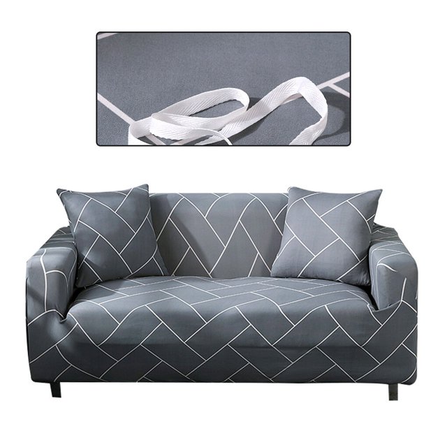 Bearachild Funda de sofá Universal elástica transpirable resistente al desgaste funda impresa 4 personas tipo 2 Decoración del hogar Gris 3 personas