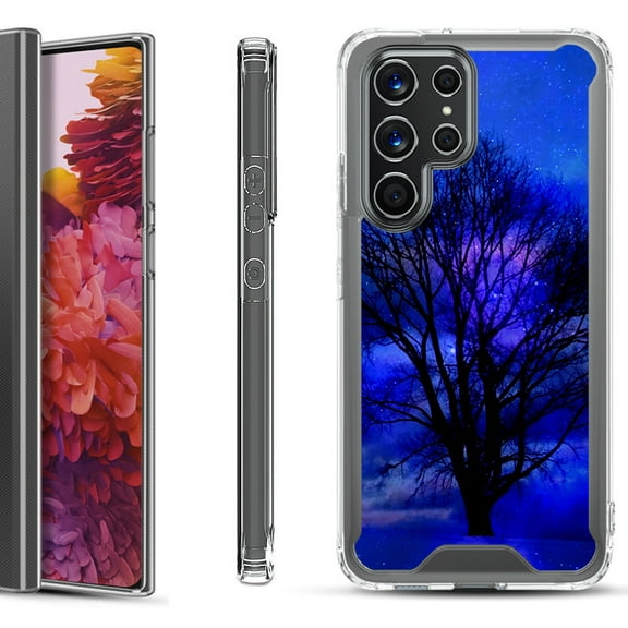 Shockproof Bumper Phone Case for Samsung Galaxy S22 Ultra 5G, by OneToughShield ® - Night Tree