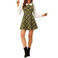 thumbnail image 5 of Allegra K Women's Plaid Peter Pan Collar Long Sleeve Mini A-Line Dress, 5 of 6