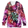 thumbnail image 2 of Demon Slayer Kids Hoodie Raglan Sleeve Hooded Snap Sweatshirt Casual Wear Soft Breathable Outerwear Winter Clothes 14-15Y, 2 of 3