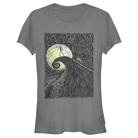Junior's The Nightmare Before Christmas Jack Skellington Spiral Hill Painting Graphic Tee Charcoal Large