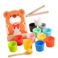 thumbnail image 1 of Juguete de madera para comer, juego de alimentación, actividades de aprendizaje preescolar, motricidad fina Vasos de 12 colores, 1 of 9
