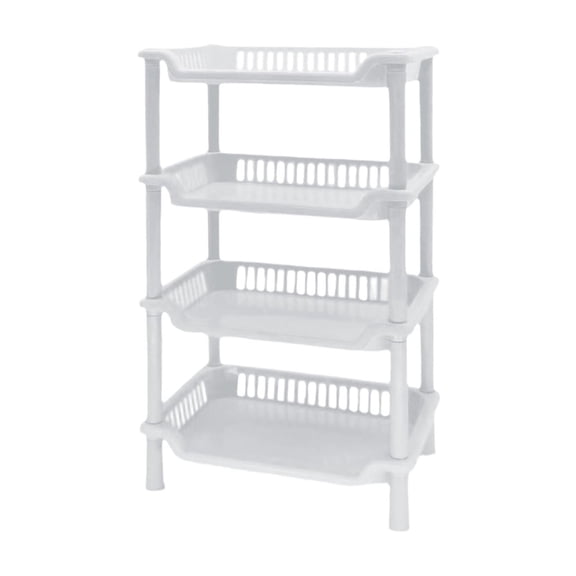 4-Tier Standing Shelf Unit with Drainage Baskets – Sturdy Bathroom & Shower Organizer, Space-Saving Shelf for Bathroom Essentials White