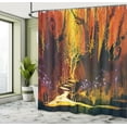 thumbnail image 5 of Ambesonne Scenery Shower Curtain, Imaginary Forest View, 69"Wx84"L, Orange Brown, 5 of 5