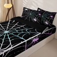 thumbnail image 3 of Homewish Halloween Spider Web Zipper Queen Comforter Set with Fitted Sheet and 2 Pillowcases for Kids, Gradient Spooky Animals Zipper Bedding Set, Black Reversible, 4pcs, 3 of 6