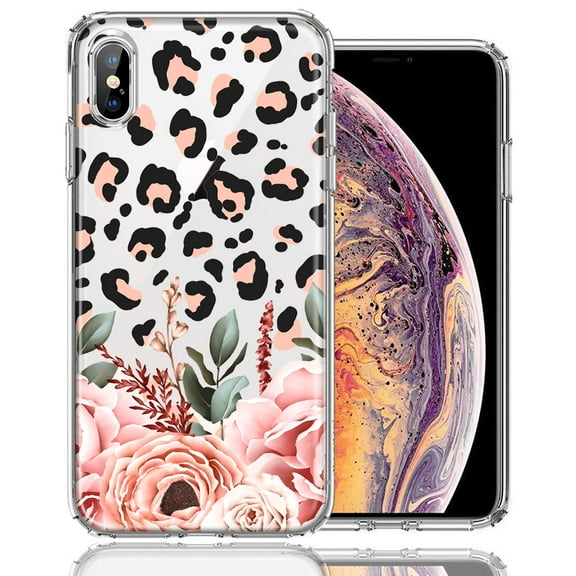 MUNDAZE Case For Apple iPhone XR Classy Blush Peach Peony Rose Flowers Leopard Phone Cover