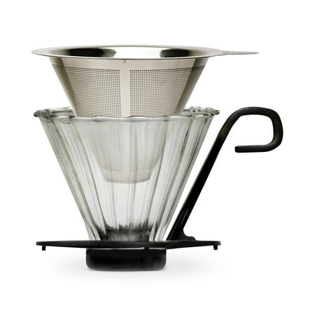 Primula Seneca Temperature Safe Glass Pour Over Coffee Dripper with Stainless Steel (Best Pour Over Coffee Dripper)