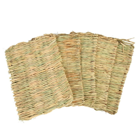 Rabbit Woven Bed Mat,5PCS Rabbit Grass Mat 4 Season Universal Warm Grass Woven Bed Mat Bunny Bedding for Guinea Pig Hamster