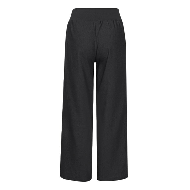 KIHOUT Pants For Women Deals Women's High Rise Casual Solid Trousers  Stretch Office Pants Elastic Waist Loose Long Pants