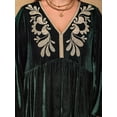 thumbnail image 3 of Women's Plus Size Embroidered V Neck Long Sleeve Dress With Sheer Overlay And Stretch Fabric 95% Polyester 5% Elastane, 3 of 10