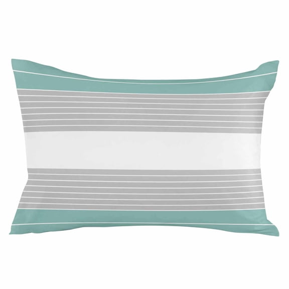 Turquoise Grey Stripe Throw Pillow Cover 24 x 36 Inch Decorative Pillow Cover Modern Art Horizontal Striped Lumbar Pillowcase Seasonal Rectangle Cushion Case for Couch Sofa Bed Living Room