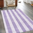 thumbnail image 3 of Purple Linen Stripes Washable Area Rugs 3'x5', Vintage Country Low Pile Throw Living Room Rug Non-Slip Sturdy Edge Binding Carpet for Indoor Entryway Bedside Kitchen, 3 of 9
