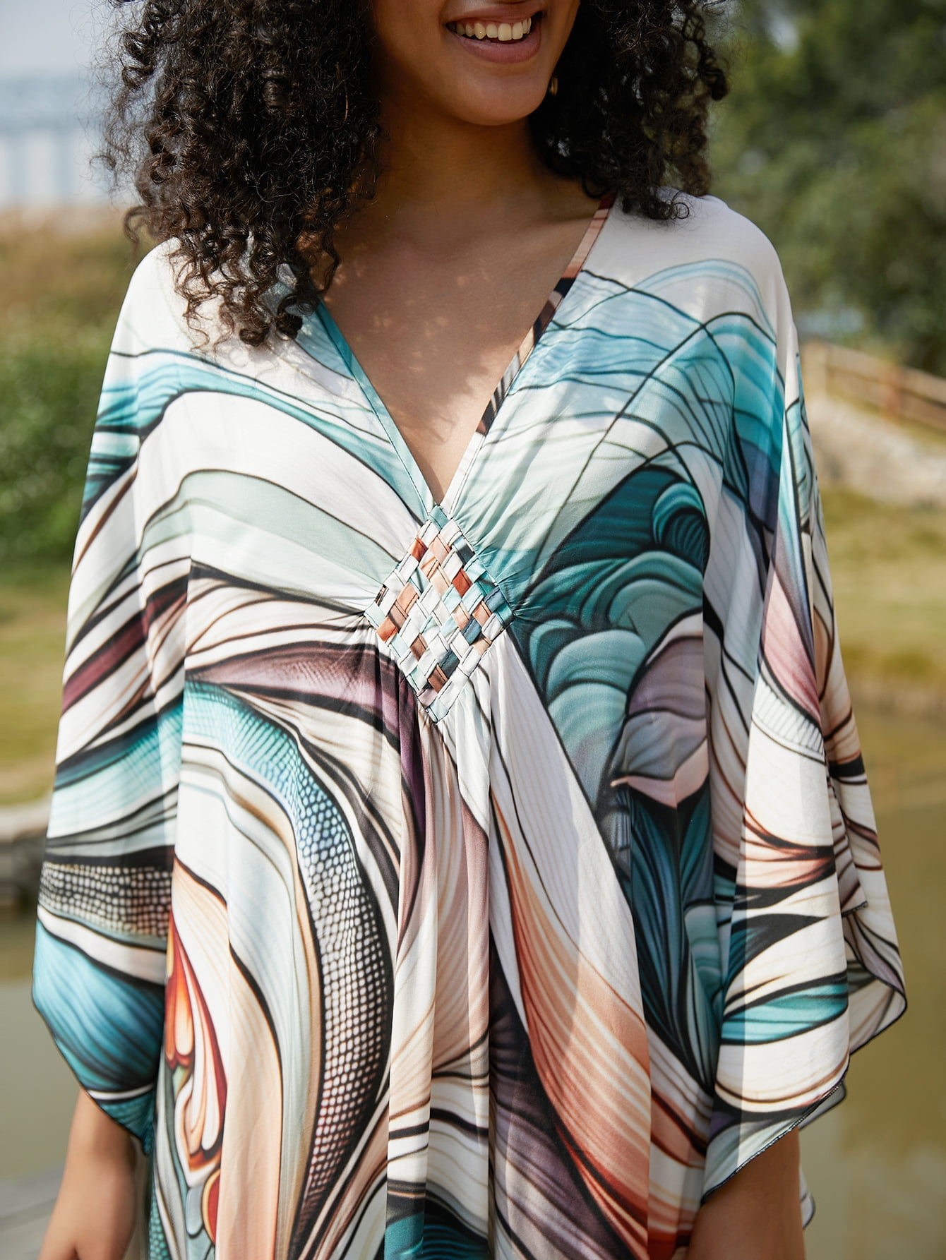 Women's Plus Size Kaftan Dress – Plus Size Maxi Dress Moo Moos Beach Cover Up,Bathing Suit Cover-Up Loungewear