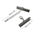 thumbnail image 2 of 20Sets Ribbon Crimp Clamp Ends with Lobster Claw Clasps & Chain 30mm Metallic Black, 2 of 6