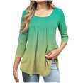 thumbnail image 2 of Women's 3/4 Sleeve Tunic Tops Casual Loose Fit Floral Blouses Mesh Pleated Layered Shirt, Limited Time Under 10 Dollars SA-501, 2 of 6