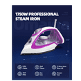 thumbnail image 2 of Steam Iron for Clothes, 1750W Iron with Rapid Heating, Non-Stick Ceramic Soleplate, Powerful Steam, Self-Cleaning, Auto-Off, Anti-Drip, 15.21oz Water Tank Ironing Clothes for Home, Purple, 2 of 6