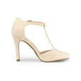 thumbnail image 3 of BLISSFUL STEP Women's Shoes Round Toe Stiletto Heel T-Strap Sandals Beige 9, 3 of 8