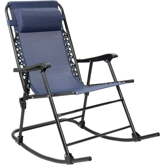 CRXX Patio Rocking Zero Gravity Chair Outdoor Wide Recliner Chair for Lawn Beach Camping Poolside with Headrest Pillow