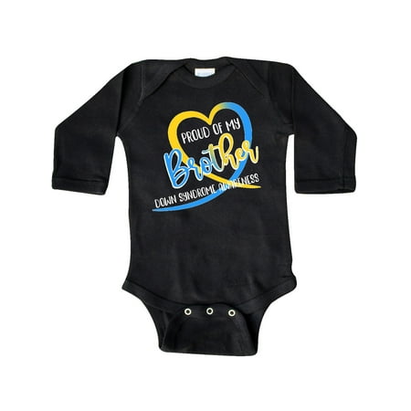 

Inktastic Proud of my Brother Down Syndrome Awareness Heart Ribbon Gift Baby Boy or Baby Girl Long Sleeve Bodysuit