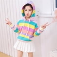 thumbnail image 5 of Tiijoy Toddler Girls Rainbow Striped Hoodie Casual Pullover Hooded Sweatshirt, Sizes 2-3, 5 of 8