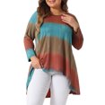 thumbnail image 1 of Agnes Orinda Blusas de Talla Grande para Mujeres, Tops de Cuello Redondo de Manga Larga con Diseño de Degradado, Tops Tunic de Corte Alto y Bajo, Camisetas 2X Naranja, 1 of 6