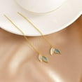 thumbnail image 5 of Solid 925 Sterling Silver Leaf Chain Dangle Earrings for Women Teens Leaf Dangle Drop Earrings Threader Tassel, 5 of 6