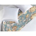thumbnail image 2 of Floral Bed Runner, Vintage Vibe Rose Illustration Pattern With Foliage on Blue Tone Back, Decorative Accent Bedding Scarf for Hotels Homes & Guest Rooms, King, Pale Grey Pastel Yellow, by Ambesonne, 2 of 3