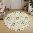 thumbnail image 2 of Washable Round Rugs 4ft Summer Lemon Circle Rug Non-Slip Soft Non-Shedding Low-Profile Pastoral Leaves Fruits Country Plants Pink Small Area Rug Carpet for Living Room Bedroom Dining Room Home Decor, 2 of 8