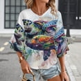 thumbnail image 3 of Turtle Swimming Women's V-Neck Blouse With 3/4 Ruffled Bell Sleeves Casual Top Ladies Blouses, 3 of 7